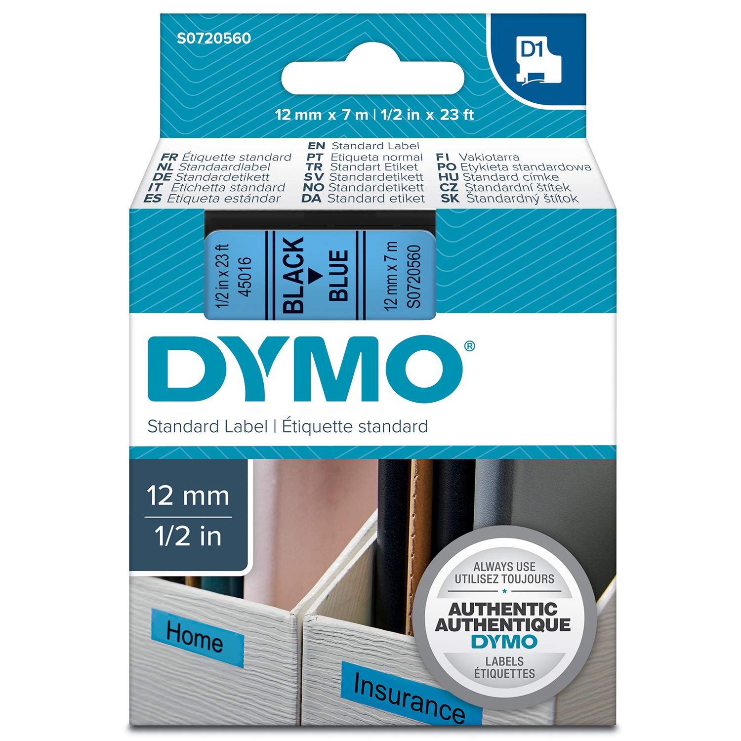 Taśma Dymo 45016 D1 12mm x 7m niebieska/czarny nadruk