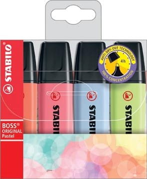 Zakreślacz STABILO BOSS ORIGINAL pastel etui 4 kolory