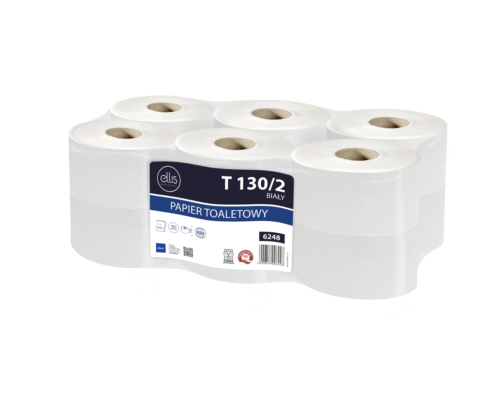 4. Papier toaletowy jumbo LAMIX PROFESSIONAL biały 130m 2warstwy celuloza
