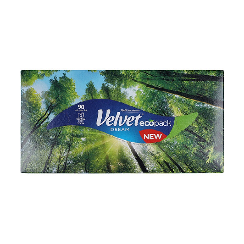 Chusteczki kosmetyczne celulozowe VELVET Dream, 3-warstwowe, 90 listków, biały - obrazek 2