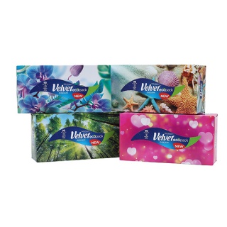 Chusteczki kosmetyczne celulozowe VELVET Dream, 3-warstwowe, 90 listków, biały - obrazek 3