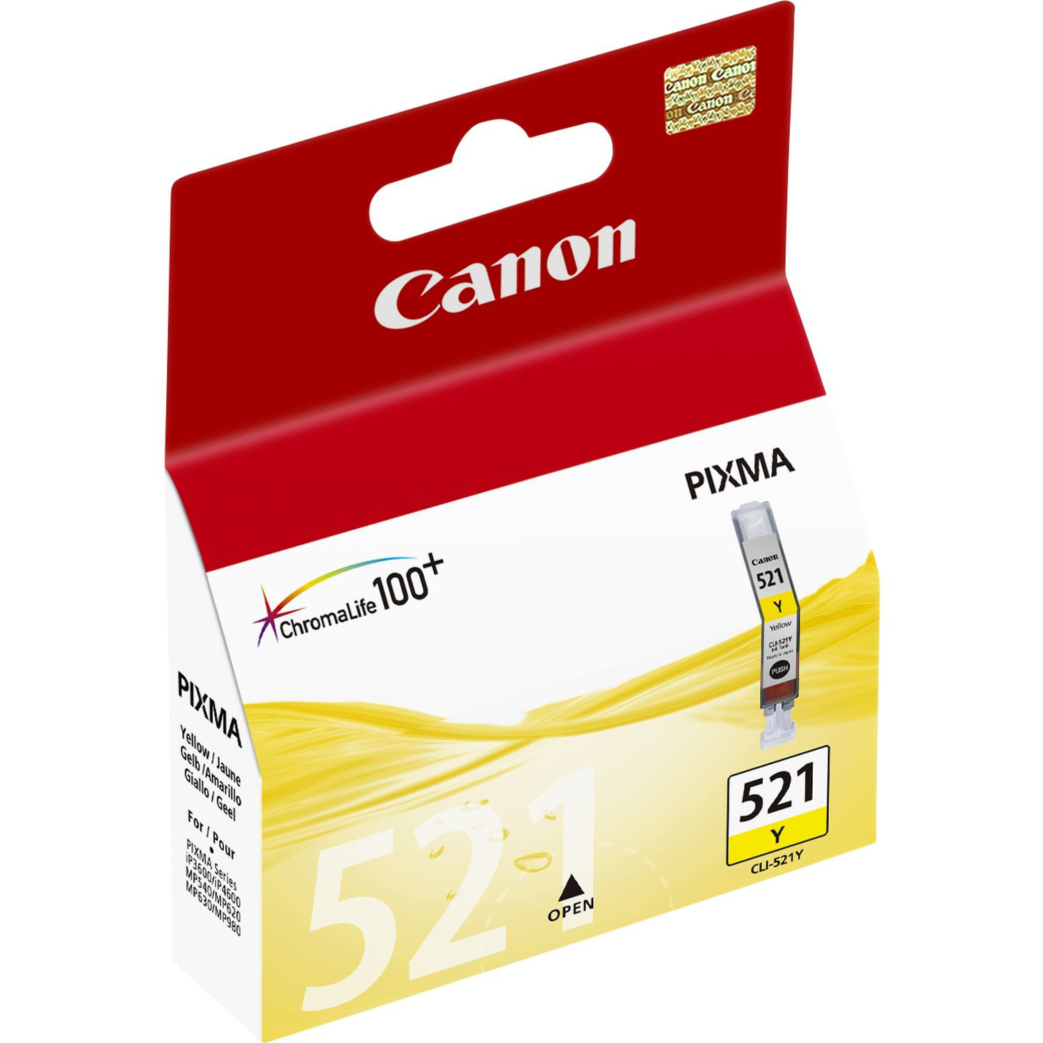 Tusz Canon CLI521Y do iP-3600/4600, MP-540/620/630/980 | 9ml | yellow