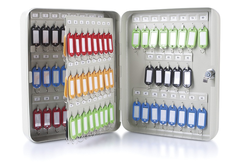 Szafka na klucze DONAU, na 93 klucze, 300x240x80mm, szara - obrazek 3