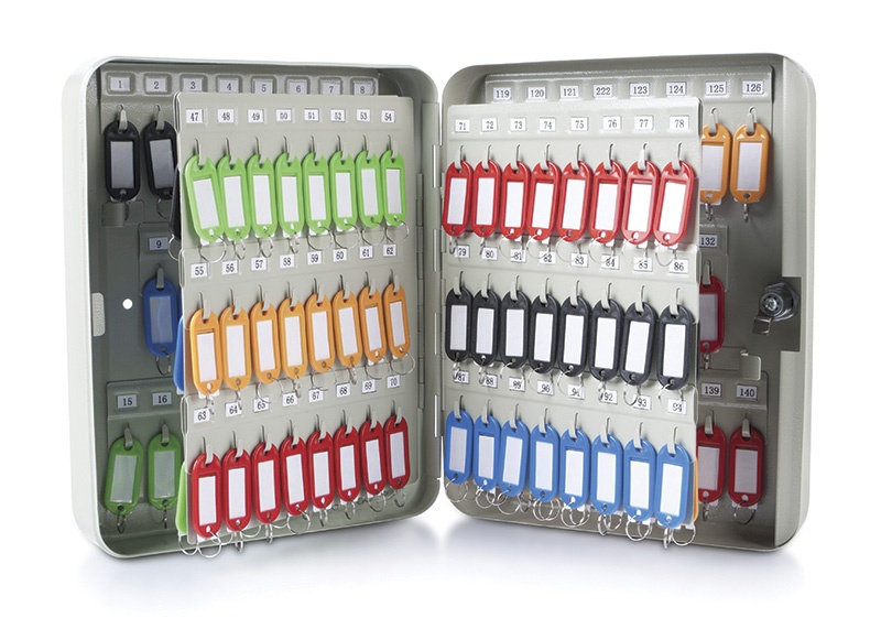 Szafka na klucze DONAU, na 140 kluczy, 300x240x80mm, szara - obrazek 3