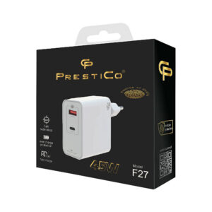 1. PrestiCo Ładowarka 45W na dwa gniazda 1x USB-A 1xUSB-C F27