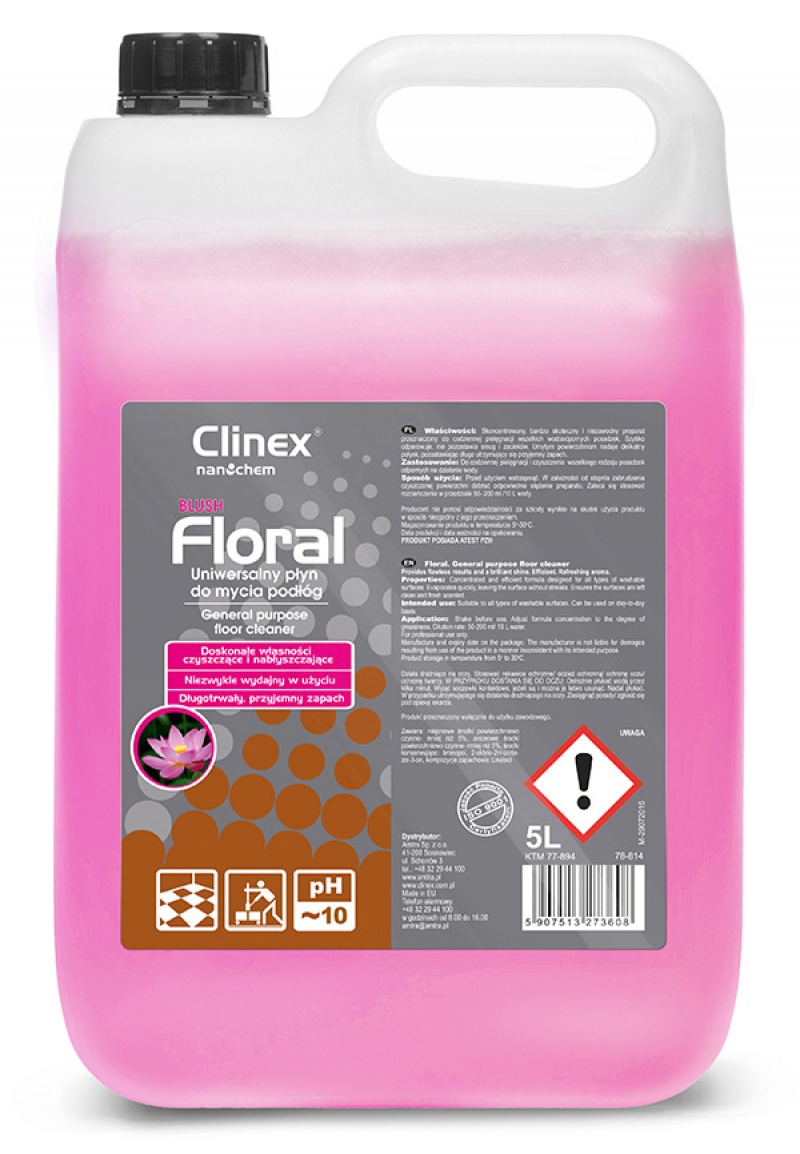 Uniwersalny płyn CLINEX Floral, do mycia podłóg, Blush, 5l - obrazek 2