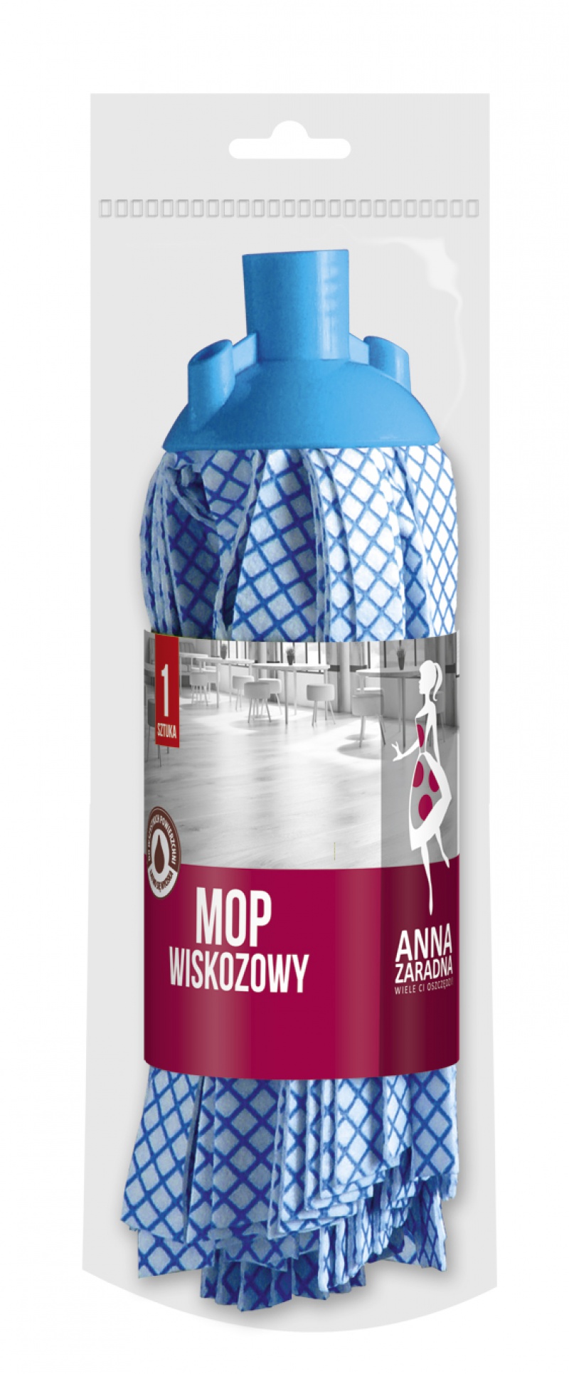 Mop ANNA ZARADNA, wiskozowy, kratka, 1 szt., mix - obrazek 2