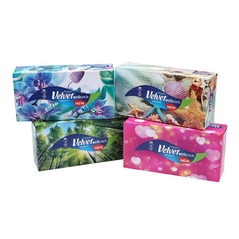 Chusteczki kosmetyczne celulozowe VELVET Dream, 3-warstwowe, 90 listków, biały - obrazek 5