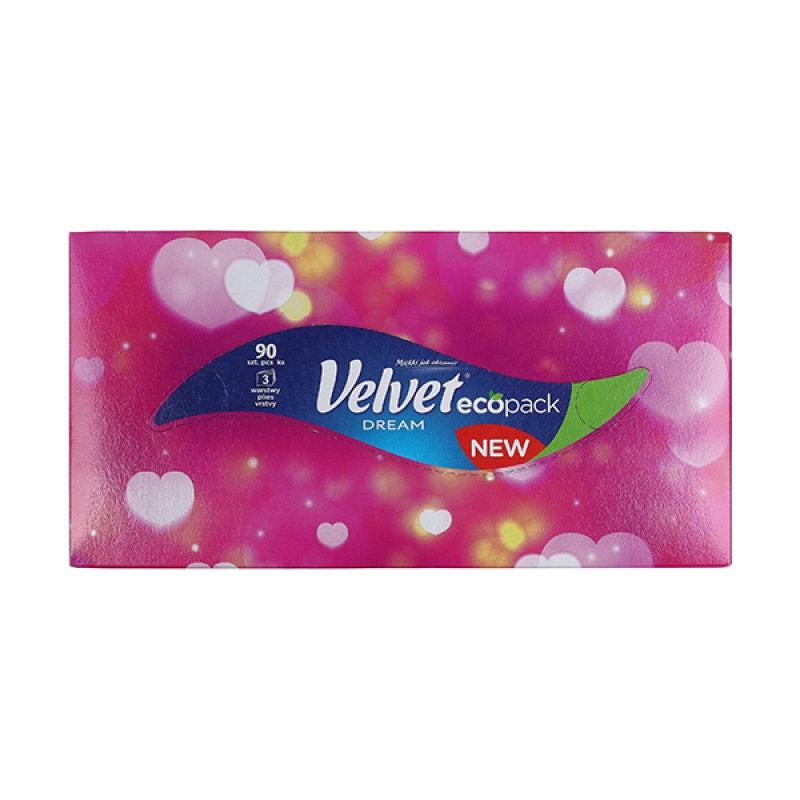 Chusteczki kosmetyczne celulozowe VELVET Dream, 3-warstwowe, 90 listków, biały - obrazek 7