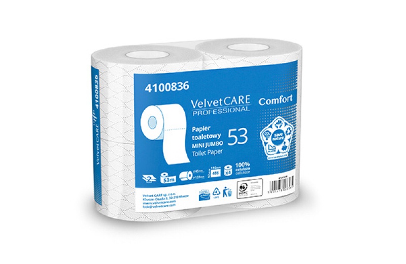 Papier toaletowy celulozowy VELVET Comfort, 2-warstwowy, 486 listków, 4szt., biały - obrazek 4