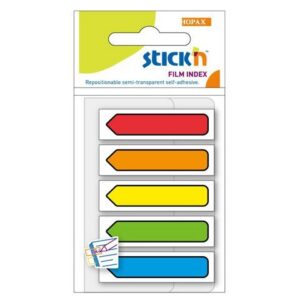 Zakładki indeksujące Stick"n strzałki 5 kolorów neon 45x12mm