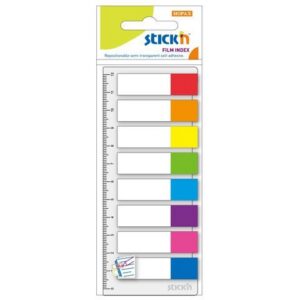 Zakładki indeksujące Stick"n 8 kolorów x 15szt neon+linijka