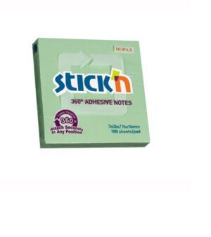 Bloczek samoprzylepny Stick"n 76X76mm 360 stopni zielony