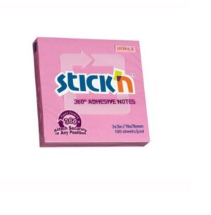 Bloczek samoprzylepny Stick"n 76X76mm 360 stopni różowy