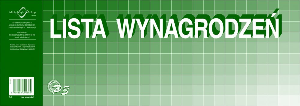 P3M Lista wynagrodzeń A3 1/2