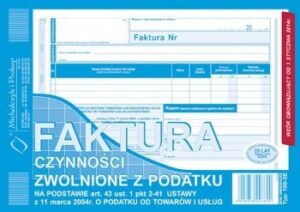 198-3E Faktura - czynności zwolnione z podatku na podstawie art..43ust.1 pkt 2-41 ustawy z 11.03.2004r.o podatku od towarów i u