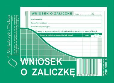 408-5 W Wniosek o zaliczkę