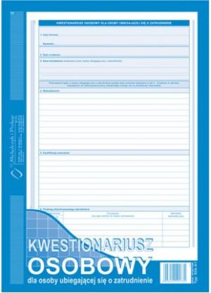 504-A1 Kwestionariusz osobowy dla osoby ubiegającej się o zatrudnienie (offset)