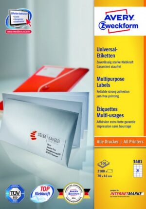 Etykiety Avery Zweckform 70*41 3481 (100)