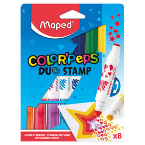 Flamastry dwustronne z pieczątkami 8 szt.