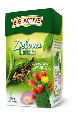 Herbata BIG-ACTIVE zielona z kawałkami OPUNCJI 100g liściasta