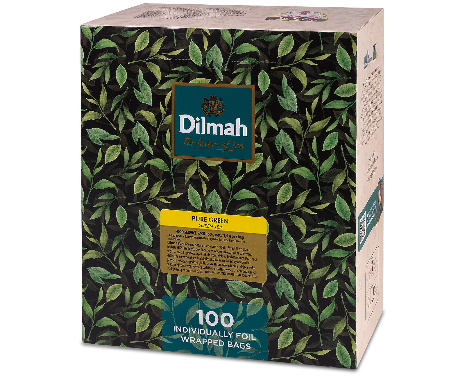 Herbata DILMAH PURE GREEN TEA zielona 100 kopert