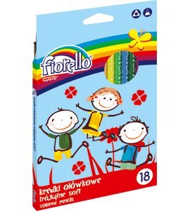 Kredki FIORELLO Super soft 18 kolorów trójkątna 170-2187