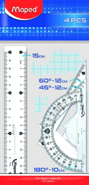 Zestaw MAPED START mini linijka 15 cm. 2 ekierki. Kątomierz