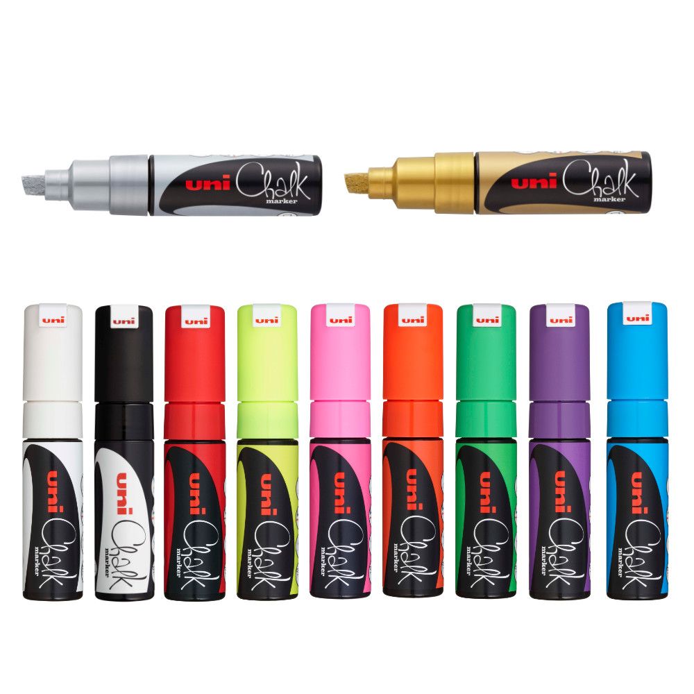 Marker kredowy UNI PWE-8K ścięty srebrny