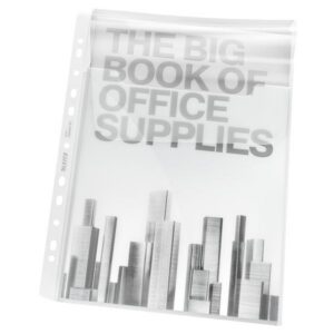 Koszulki LEITZ A4 groszkowe na katalogi z klapką. 180 mic