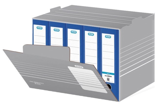 Karton ELBA archiwizacyjny zbiorczy ELBA na dokumenty i pudła archiwizacyjne otwierane z przodu