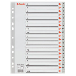 Przekładki ESSELTE plastik PP A4   szare A-Z