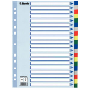 Przekładki ESSELTE plastik PP A4 20 kolorów