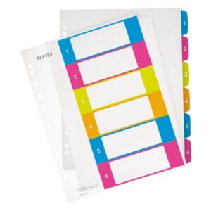 Przekładki  Leitz WOW plastik do nadruk. tekstu na kartę. 1-6