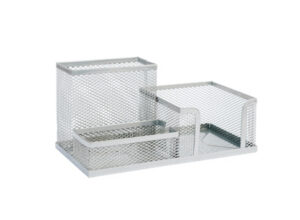 Przybornik na biurko DATURA siatka srebrny