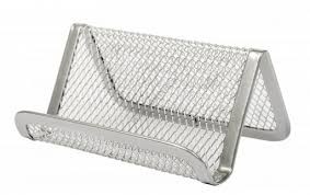 Przybornik na wizytówki DATURA siatka srebrny