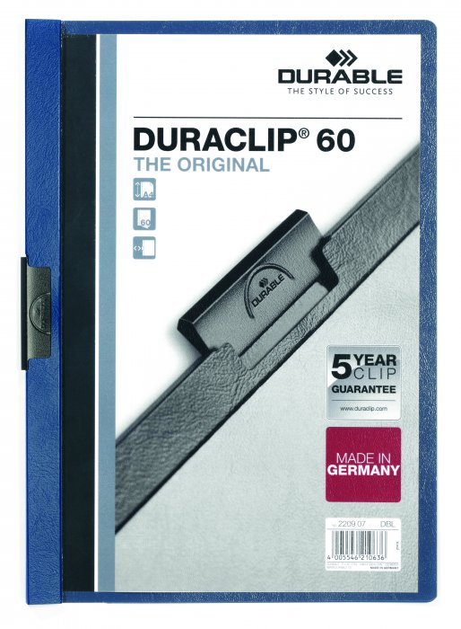 Skoroszyt DURABLE Duraclip zaciskowy 60 kartek granat