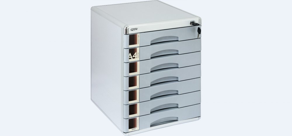 Szafka GRAND na dokumenty 7 szuflad srebrna