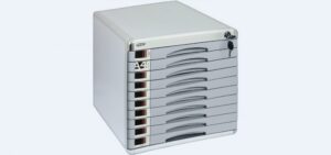 Szafka GRAND na dokumenty 10 szuflad srebrna