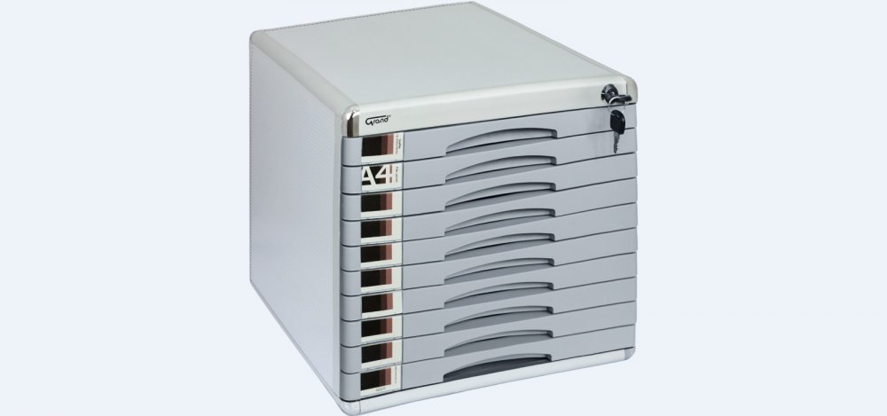 Szafka GRAND na dokumenty 10 szuflad srebrna