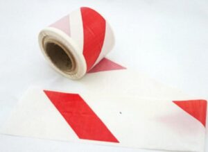 Taśma ostrzegawcza 80mm x 100m biało/czerwona