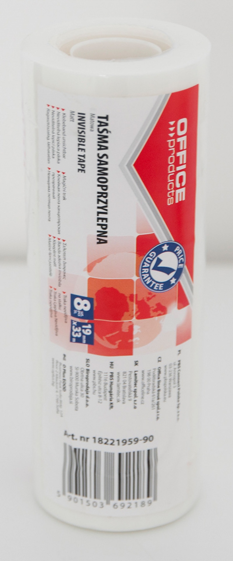 Taśma biurowa OFFICE PRODUCTS, 19mm, 33m, 8szt., matowa - obrazek 2