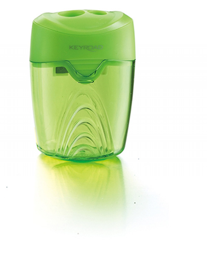 Temperówka KEYROAD Ripple, plastikowa, podwójna, z pojemnikiem, pakowane na displayu, mix kolorów - obrazek 3