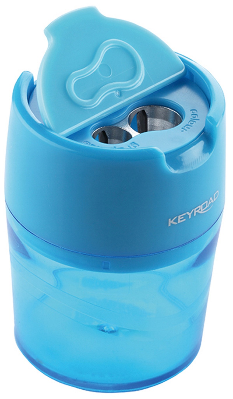 Temperówka KEYROAD Robby, aluminiowa, podwójna, z pojemnikiem, pakowane na displayu, mix kolorów - obrazek 3