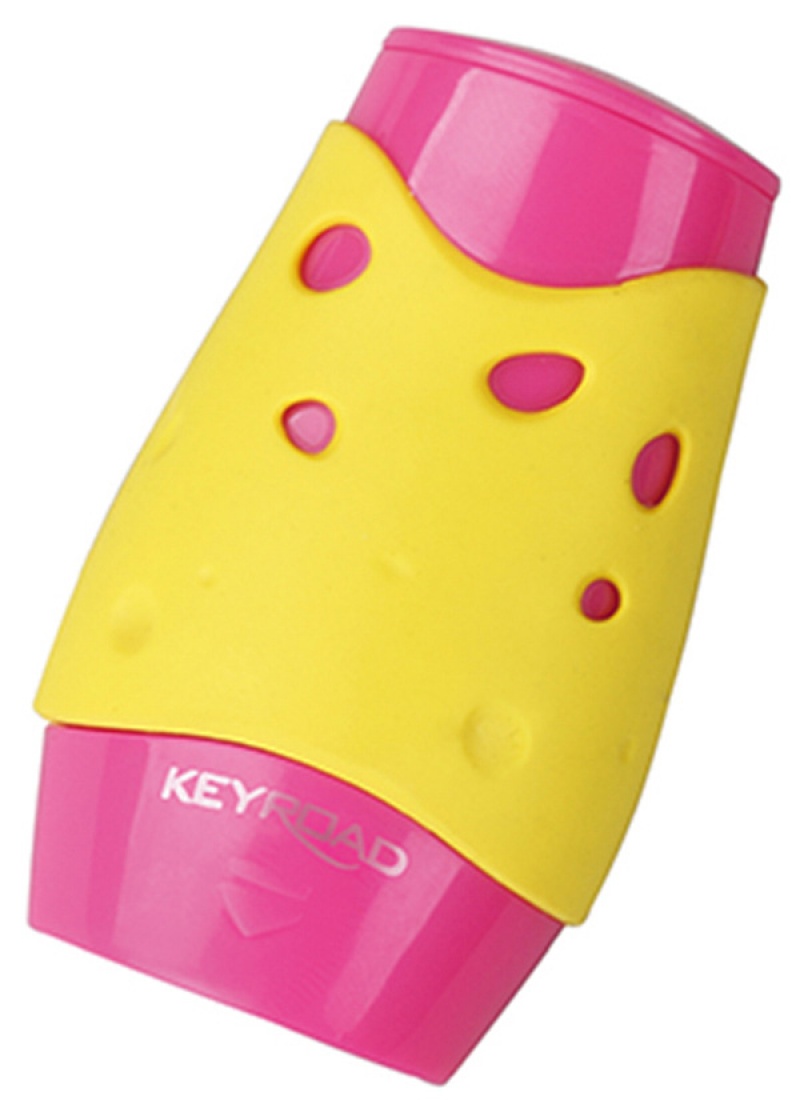 Temperówka KEYROAD Cheese, plastikowa, podwójna, z pojemnikiem, pakowane na displayu, mix kolorów - obrazek 4