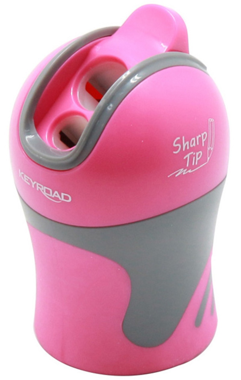 Temperówka KEYROAD Colour Special, plastikowa, podwójna, z pojemnikiem, ostrzenie w szpic, pakowane na displayu, mix kolorów - obrazek 3