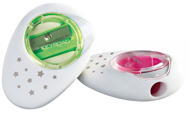 Temperówka KEYROAD Cappy, plastikowa, pojedyncza, z gumką, pakowane na displayu, mix kolorów - obrazek 3