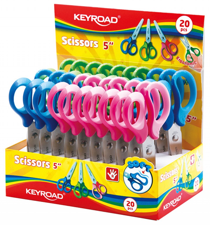Nożyczki szkolne KEYROAD, 12cm, miękkie, pakowane na displayu, mix kolorów - obrazek 4