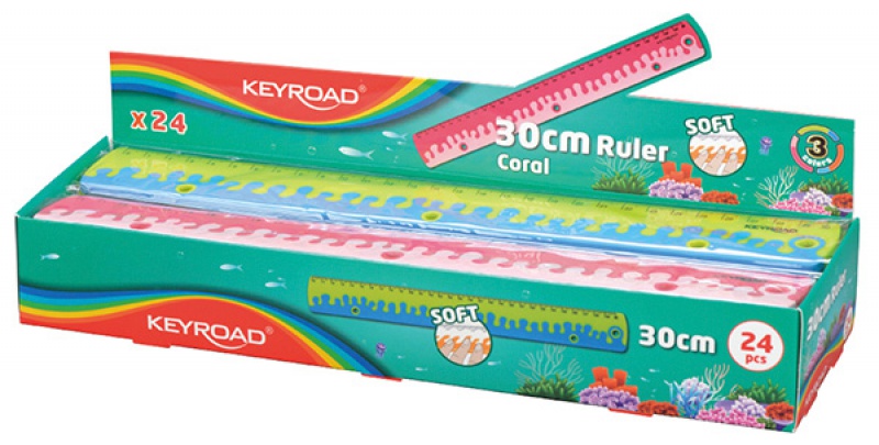 Linijka z uchwytem KEYROAD Coral, 30 cm, pakowane w display, mix kolorów - obrazek 2