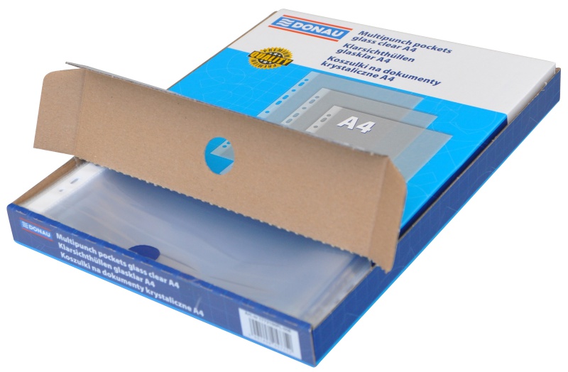 Koszulki na dokumenty DONAU, PP, A4, krystal, 50mikr., 100szt., w pudełku - obrazek 3
